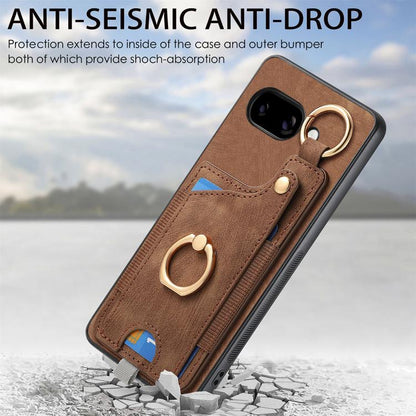Retro Skin-feel Ring Card Bag Phone Case with Hang Loop, Compatible with Google Pixel 9a
