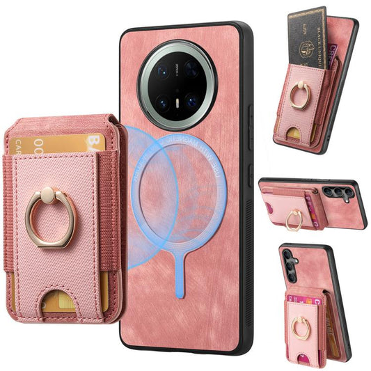 Retro Splitable Magnetic Stand Card Bag Leather Phone Case, Compatible with Huawei Mate 70 Pro