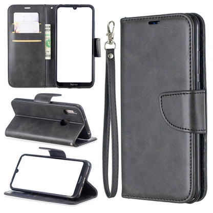 Retro Lambskin Texture Pure Color Horizontal Flip PU Leather Case for for Huawei Y6 2019 & Y6 Pro 2019, with Holder & Card Slots & Wallet & Lanyard