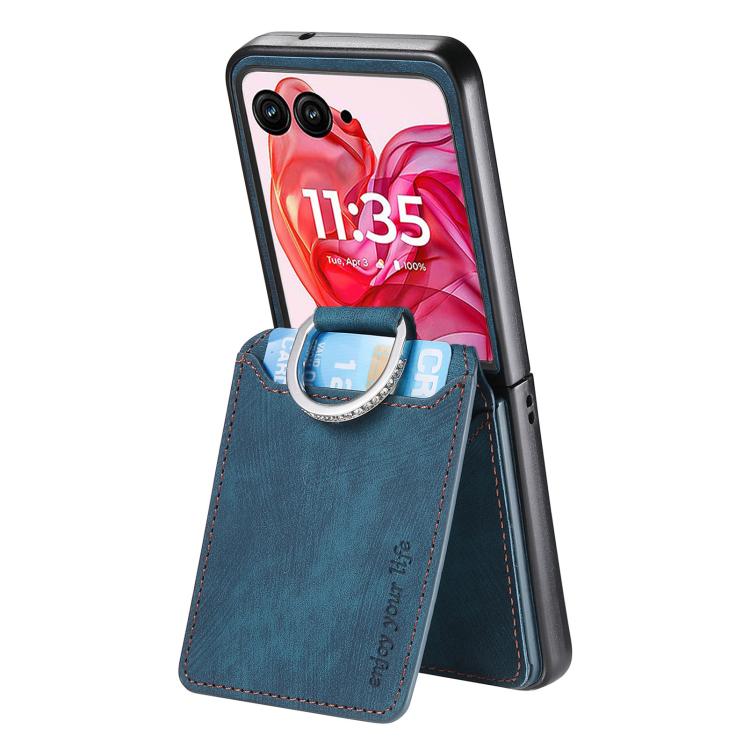Retro Leather Ring Vertical Flip Wallet Phone Case, Compatible with Motorola Razr 60
