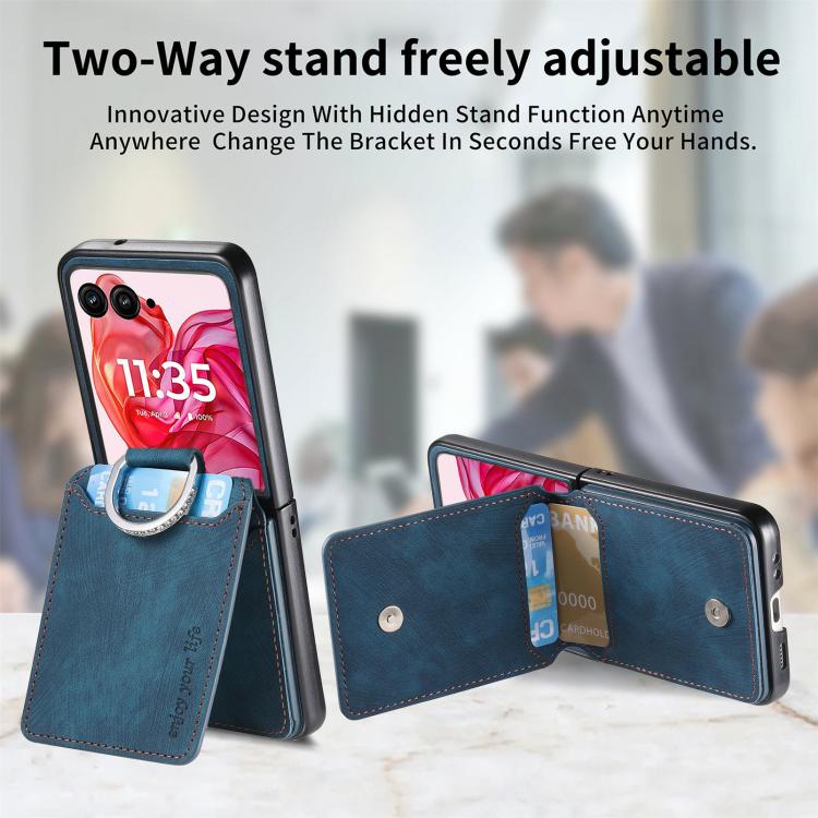 Retro Leather Ring Vertical Flip Wallet Phone Case, Compatible with Motorola Razr 60 Ultra