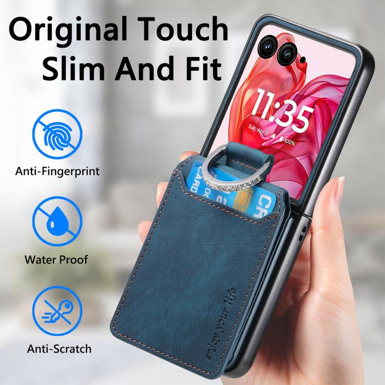 Retro Leather Ring Vertical Flip Wallet Phone Case, Compatible with Motorola Razr 60 Ultra