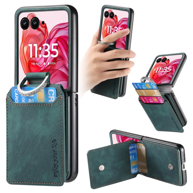 Retro Leather Ring Vertical Flip Wallet Phone Case, Compatible with Motorola Razr 60 Ultra
