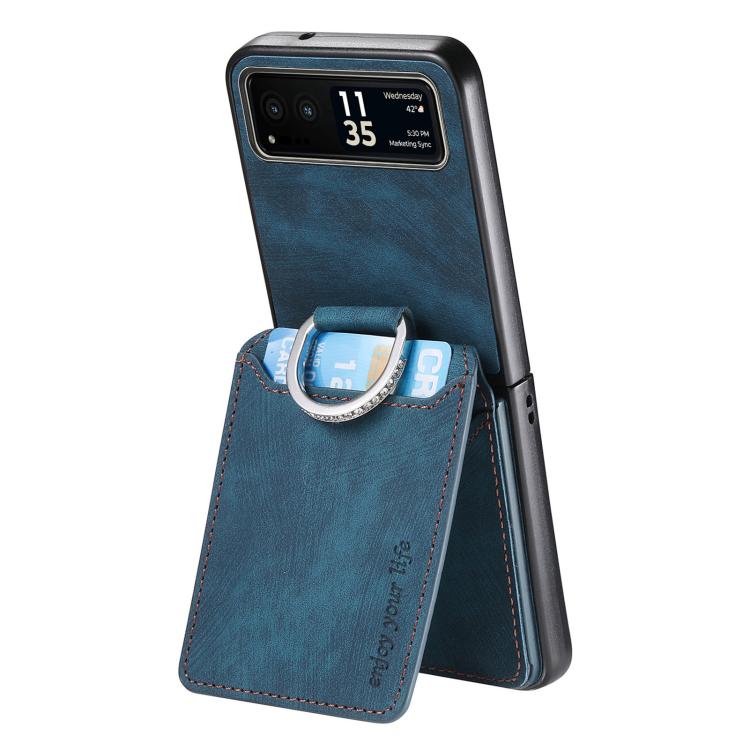 Retro Leather Ring Vertical Flip Wallet Phone Case, Compatible with Motorola Moto Razr 40