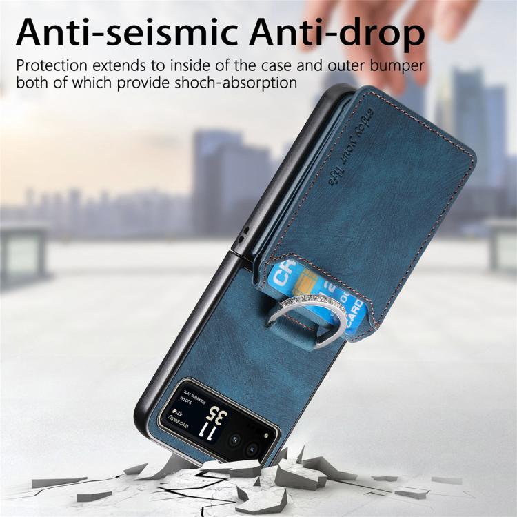 Retro Leather Ring Vertical Flip Wallet Phone Case, Compatible with Motorola Moto Razr 40