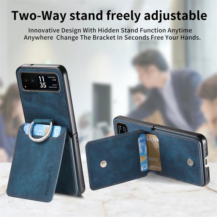 Retro Leather Ring Vertical Flip Wallet Phone Case, Compatible with Motorola Moto Razr 40