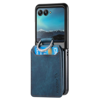 Retro Leather Ring Vertical Flip Wallet Phone Case, Compatible with Motorola Moto Razr 40 Ultra