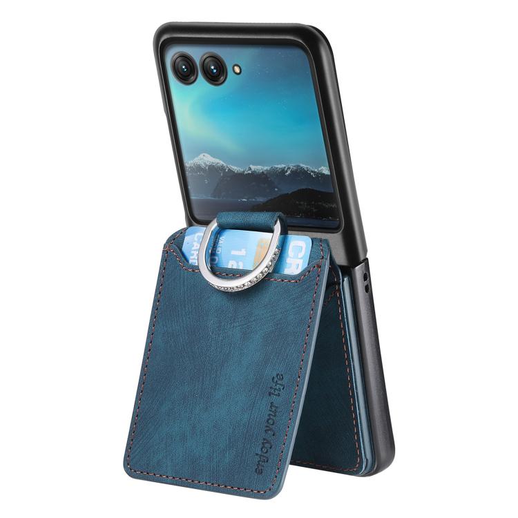 Retro Leather Ring Vertical Flip Wallet Phone Case, Compatible with Motorola Moto Razr 40 Ultra