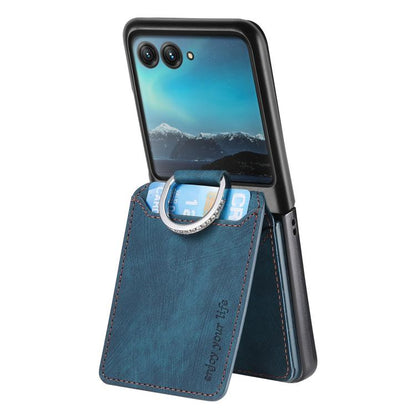 Retro Leather Ring Vertical Flip Wallet Phone Case, Compatible with Motorola Moto Razr 40 Ultra