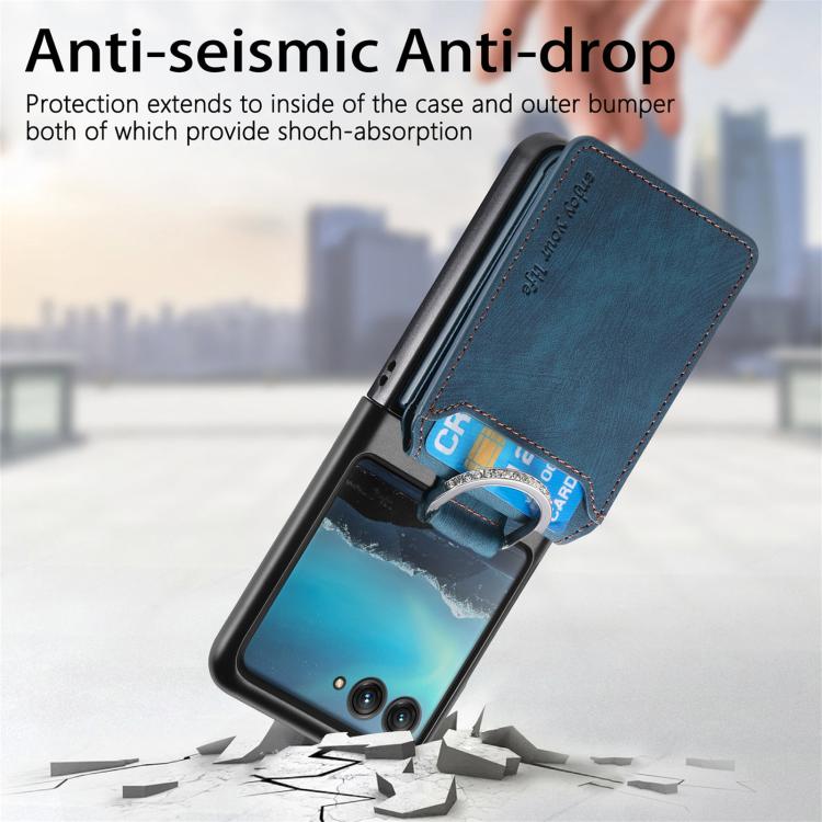 Retro Leather Ring Vertical Flip Wallet Phone Case, Compatible with Motorola Moto Razr 40 Ultra
