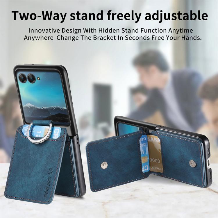 Retro Leather Ring Vertical Flip Wallet Phone Case, Compatible with Motorola Moto Razr 40 Ultra