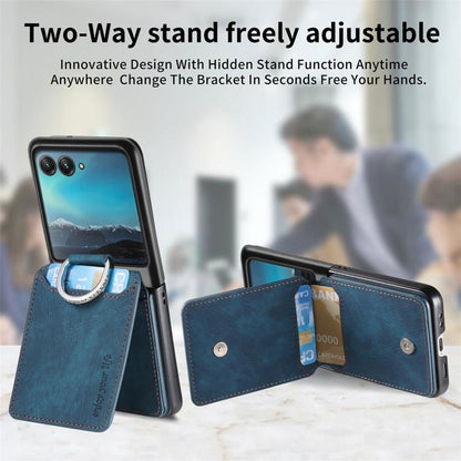Retro Leather Ring Vertical Flip Wallet Phone Case, Compatible with Motorola Moto Razr 40 Ultra