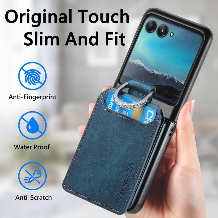 Retro Leather Ring Vertical Flip Wallet Phone Case, Compatible with Motorola Moto Razr 40 Ultra