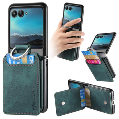 Retro Leather Ring Vertical Flip Wallet Phone Case, Compatible with Motorola Moto Razr 40 Ultra