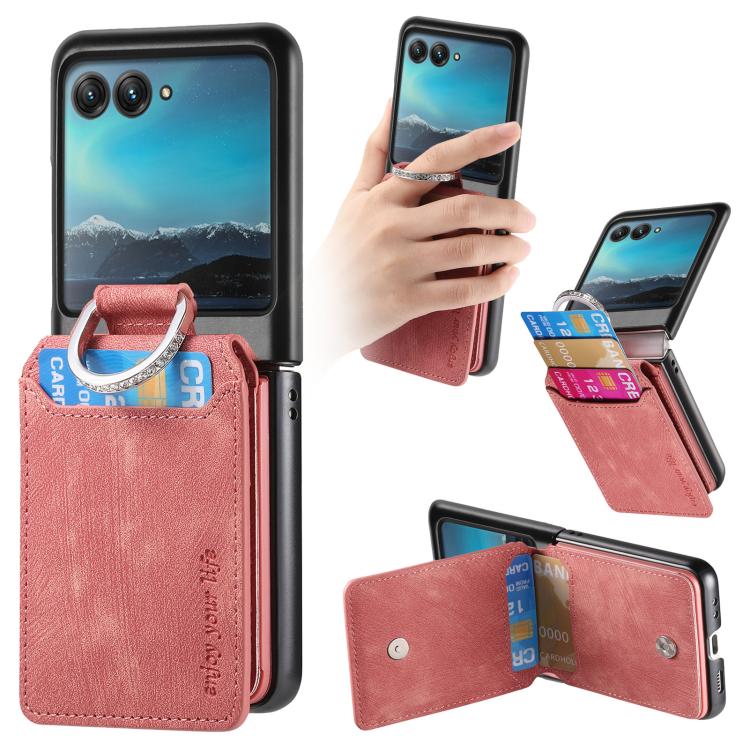 Retro Leather Ring Vertical Flip Wallet Phone Case, Compatible with Motorola Moto Razr 40 Ultra