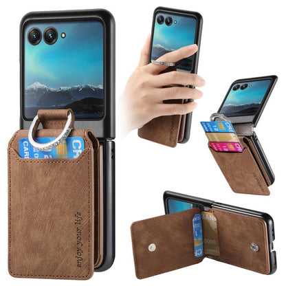 Retro Leather Ring Vertical Flip Wallet Phone Case, Compatible with Motorola Moto Razr 40 Ultra