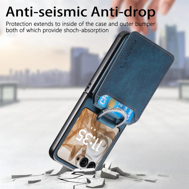 Retro Leather Ring Vertical Flip Wallet Phone Case, Compatible with Motorola Moto Razr 50