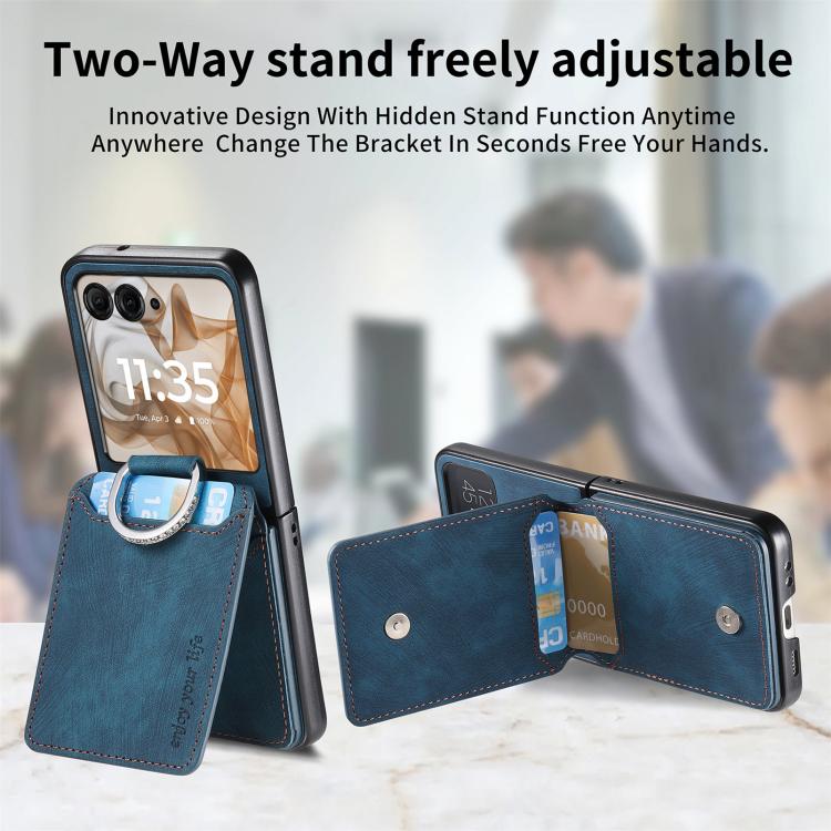 Retro Leather Ring Vertical Flip Wallet Phone Case, Compatible with Motorola Moto Razr 50