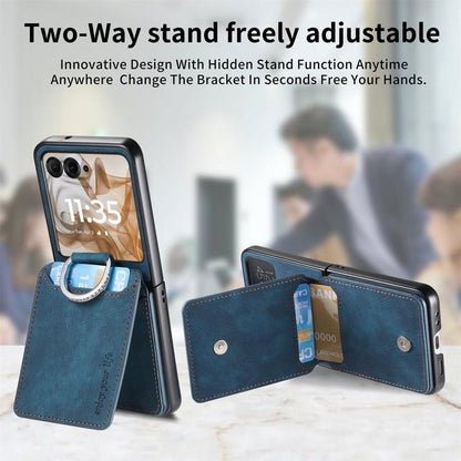 Retro Leather Ring Vertical Flip Wallet Phone Case, Compatible with Motorola Moto Razr 50