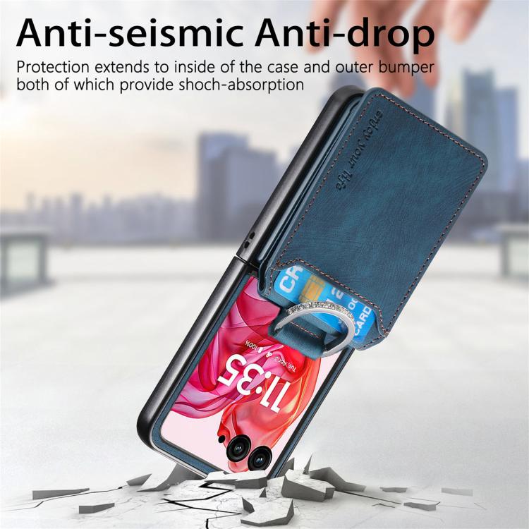 Retro Leather Ring Vertical Flip Wallet Phone Case, Compatible with Motorola Moto Razr 50 Ultra