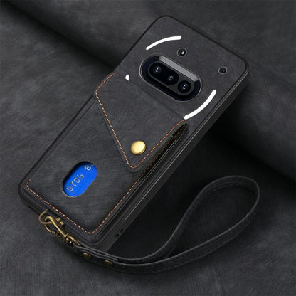 Retro Card Wallet Fold Leather Phone Case with Strap, Compatible with Nothing Phone 3a