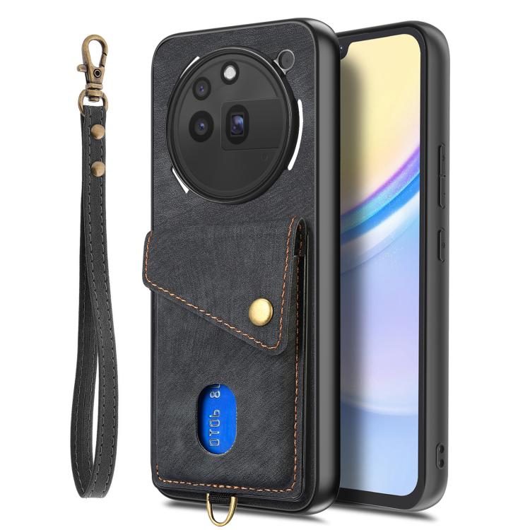 Retro Card Wallet Fold Leather Phone Case with Strap, Compatible with Nothing Phone 3a Pro