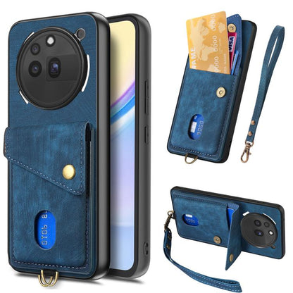 Retro Card Wallet Fold Leather Phone Case with Strap, Compatible with Nothing Phone 3a Pro
