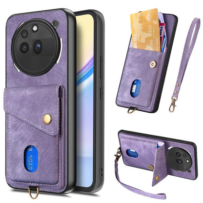 Retro Card Wallet Fold Leather Phone Case with Strap, Compatible with Nothing Phone 3a Pro