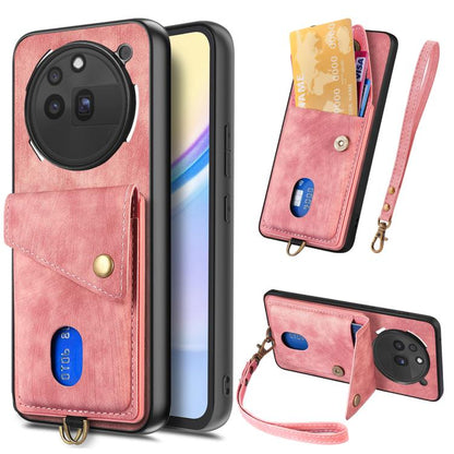Retro Card Wallet Fold Leather Phone Case with Strap, Compatible with Nothing Phone 3a Pro