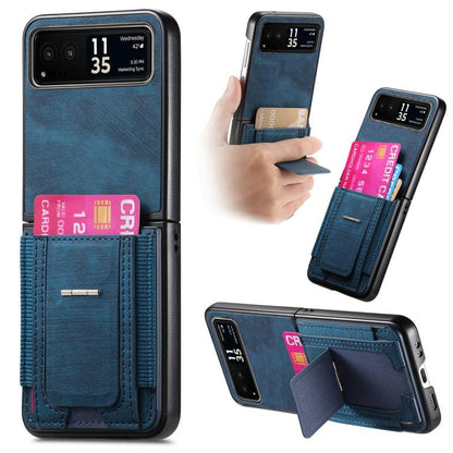 Retro Leather Fold Stand Elastic Card Bag Phone Case, Compatible with Motorola Moto Razr 40