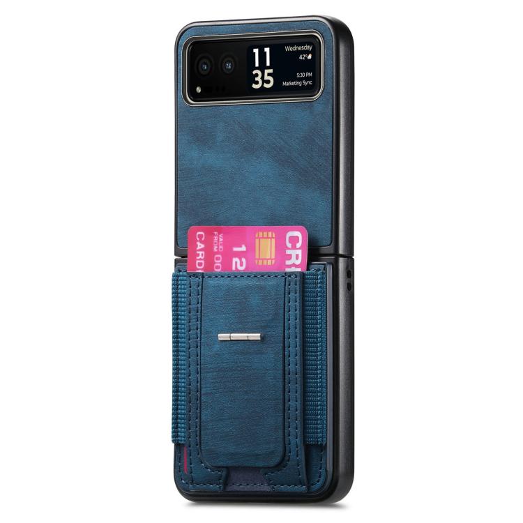 Retro Leather Fold Stand Elastic Card Bag Phone Case, Compatible with Motorola Moto Razr 40