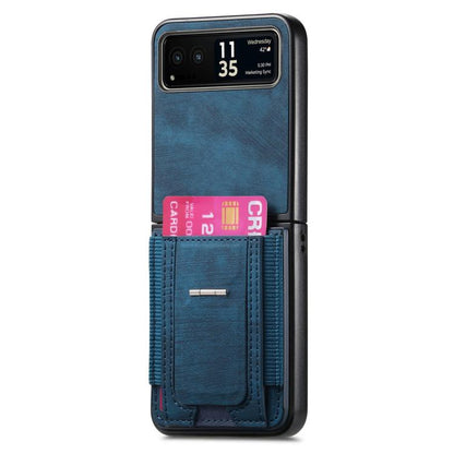 Retro Leather Fold Stand Elastic Card Bag Phone Case, Compatible with Motorola Moto Razr 40