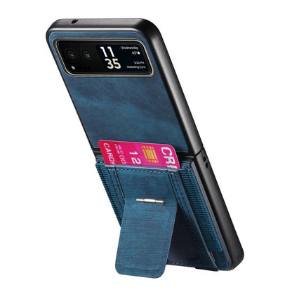 Retro Leather Fold Stand Elastic Card Bag Phone Case, Compatible with Motorola Moto Razr 40