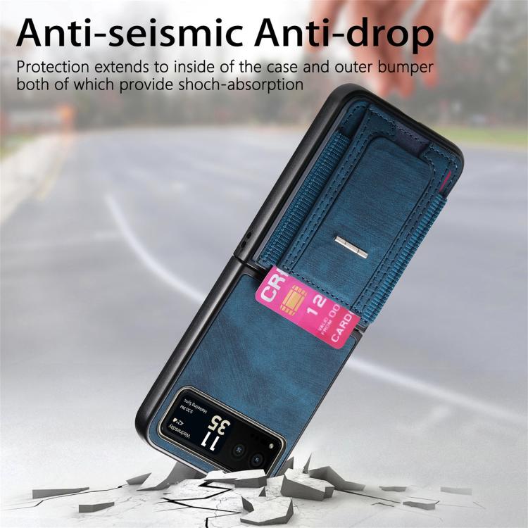 Retro Leather Fold Stand Elastic Card Bag Phone Case, Compatible with Motorola Moto Razr 40