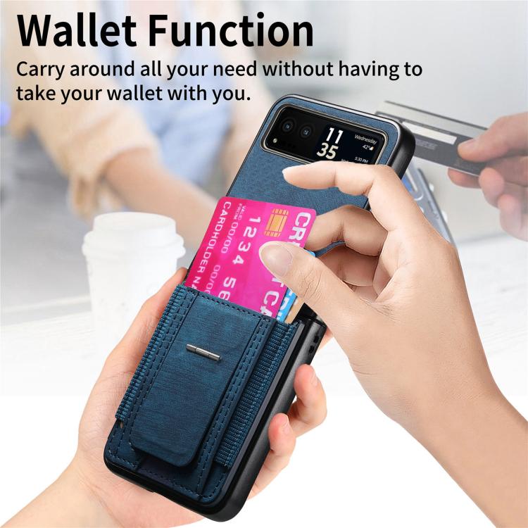 Retro Leather Fold Stand Elastic Card Bag Phone Case, Compatible with Motorola Moto Razr 40