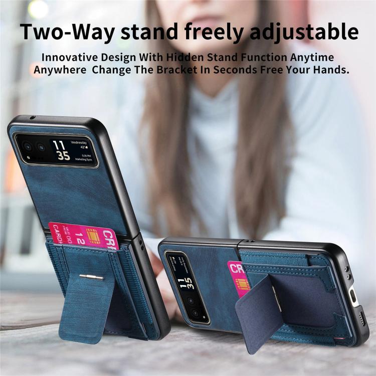Retro Leather Fold Stand Elastic Card Bag Phone Case, Compatible with Motorola Moto Razr 40