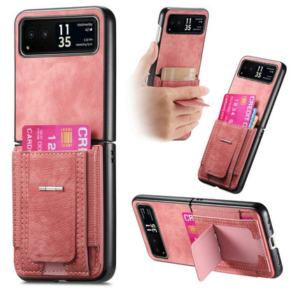 Retro Leather Fold Stand Elastic Card Bag Phone Case, Compatible with Motorola Moto Razr 40