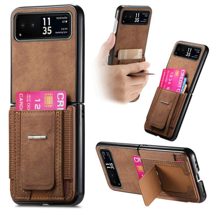 Retro Leather Fold Stand Elastic Card Bag Phone Case, Compatible with Motorola Moto Razr 40