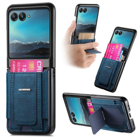 Retro Leather Fold Stand Elastic Card Bag Phone Case, Compatible with Motorola Moto Razr 40 Ultra