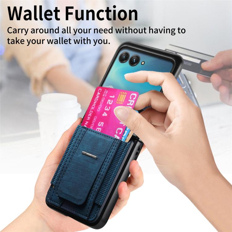 Retro Leather Fold Stand Elastic Card Bag Phone Case, Compatible with Motorola Moto Razr 40 Ultra