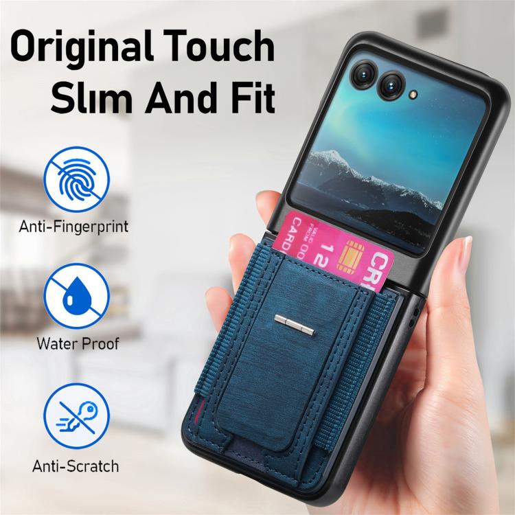 Retro Leather Fold Stand Elastic Card Bag Phone Case, Compatible with Motorola Moto Razr 40 Ultra