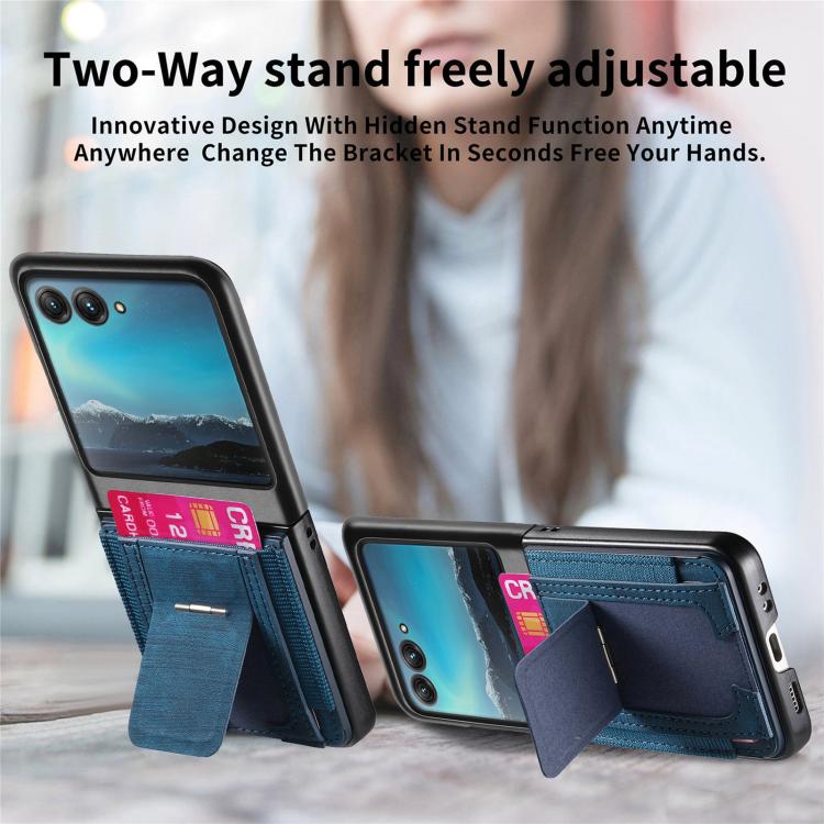 Retro Leather Fold Stand Elastic Card Bag Phone Case, Compatible with Motorola Moto Razr 40 Ultra