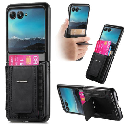 Retro Leather Fold Stand Elastic Card Bag Phone Case, Compatible with Motorola Moto Razr 40 Ultra