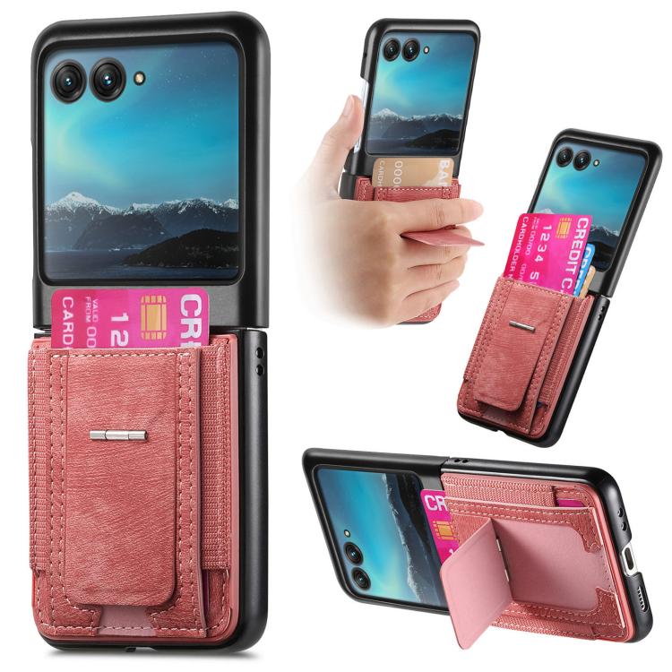 Retro Leather Fold Stand Elastic Card Bag Phone Case, Compatible with Motorola Moto Razr 40 Ultra