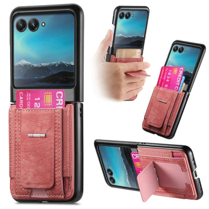 Retro Leather Fold Stand Elastic Card Bag Phone Case, Compatible with Motorola Moto Razr 40 Ultra