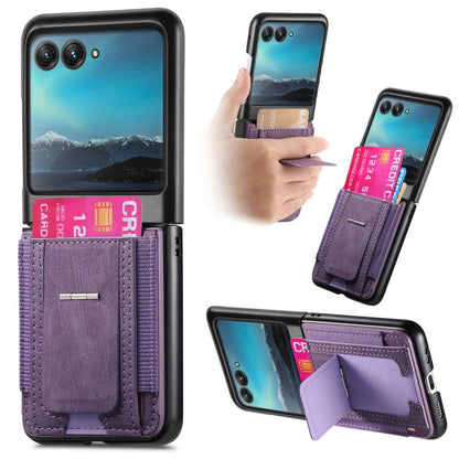 Retro Leather Fold Stand Elastic Card Bag Phone Case, Compatible with Motorola Moto Razr 40 Ultra