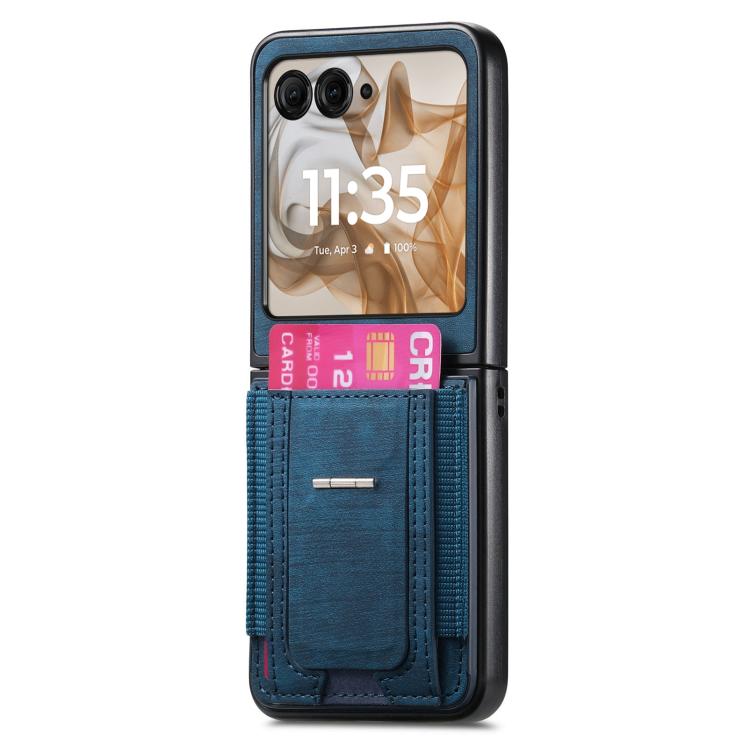 Retro Leather Fold Stand Elastic Card Bag Phone Case, Compatible with Motorola Moto Razr 50