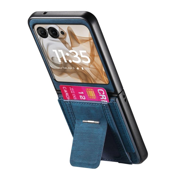 Retro Leather Fold Stand Elastic Card Bag Phone Case, Compatible with Motorola Moto Razr 50