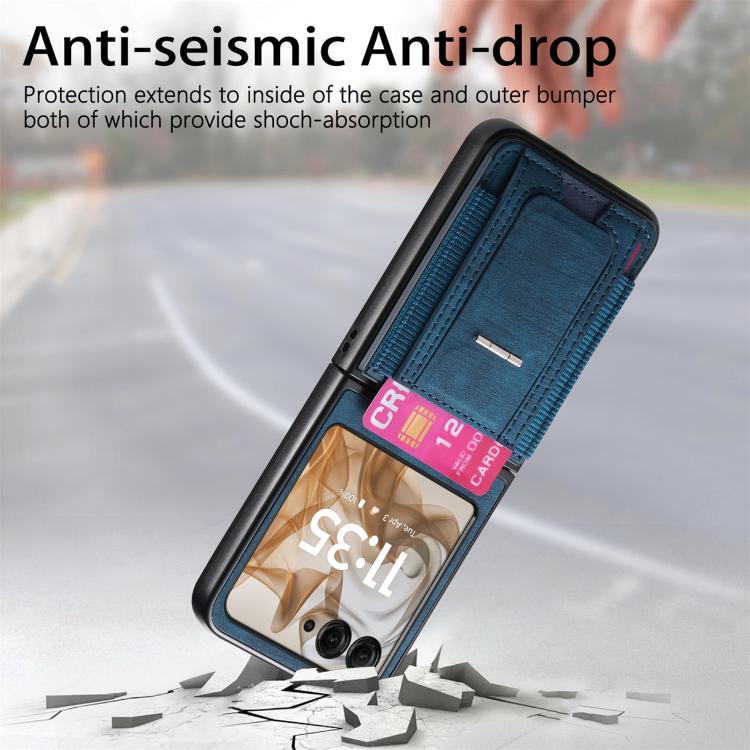 Retro Leather Fold Stand Elastic Card Bag Phone Case, Compatible with Motorola Moto Razr 50