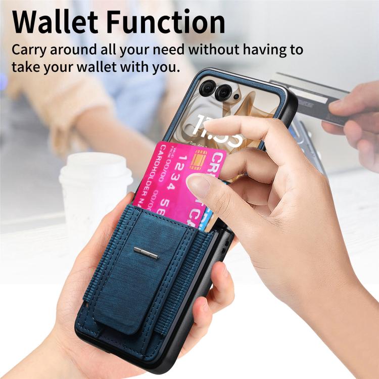 Retro Leather Fold Stand Elastic Card Bag Phone Case, Compatible with Motorola Moto Razr 50